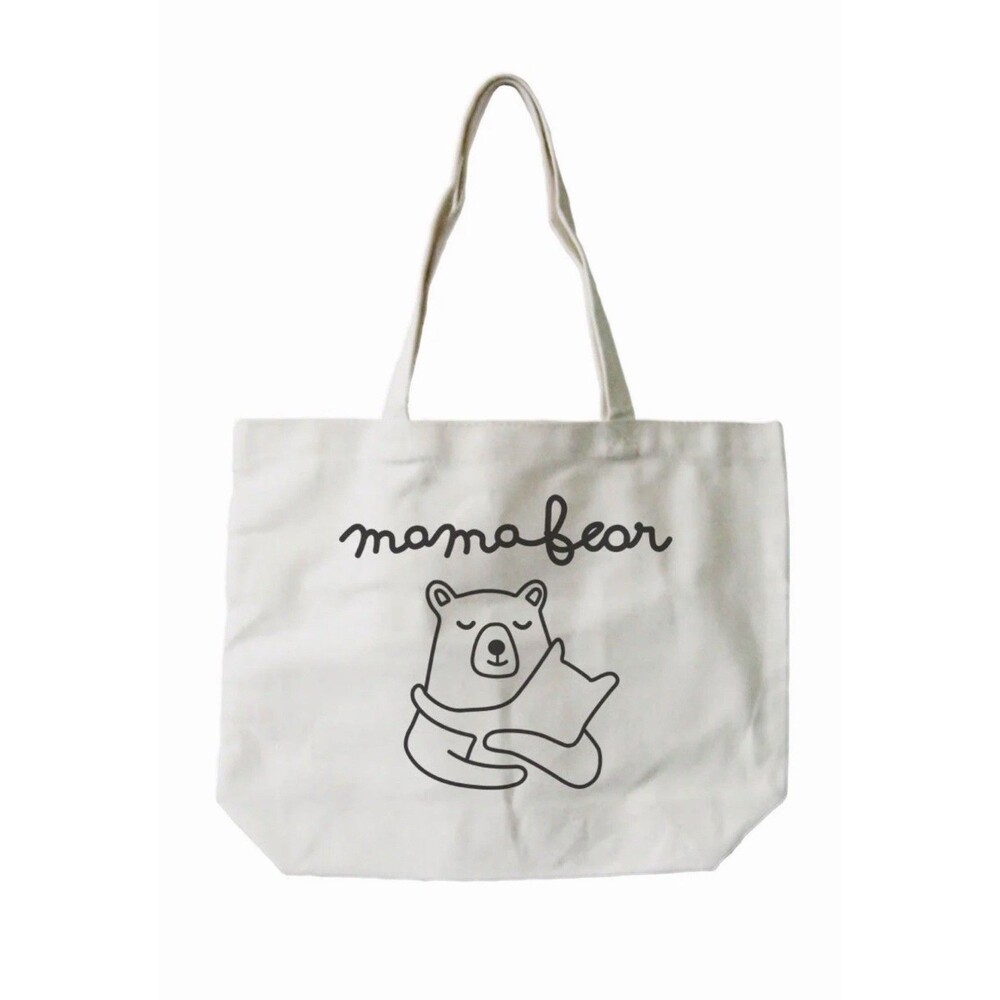 Mamabear Womens 100% Cotton Canvas Tote Bag, Reusable Eco-bag